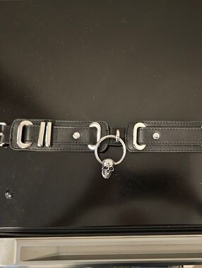 Killstar Black Faux Leather Ring & Buckle Harness Strap Skull Accent O/S